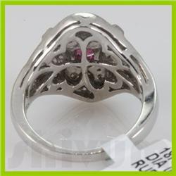 Genuine 1.36 ctw 18k Ruby & Diamond White Gold Ring 
