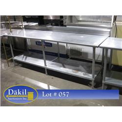 8'X2.5' S/S TABLE W BACKSPLASH & SHELF