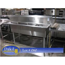 76" 3 COMP SINK W DRAINBOARD & 18"X18" COMPARTMENTS