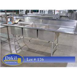 103" S/S 3 COMP SINK W DRAIN BOARDS, 20"X28" COMPARTMENTS