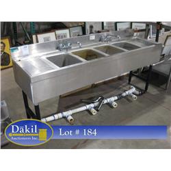 6' S/S 4 COMP BAR SINK W DRAIN BOARDS, 10"X14" COMPARTMENTS