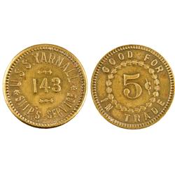 1918-1940 - U.S.S. YARNELL  143 Naval Token :