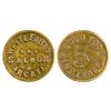 Image 1 : Arcata,CA - Humbolt County - c1905 - White Front Saloon Token : 5c IT -
