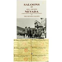 Carson City,NV - 1895 - Bullion and Exchange Checks and "Saloon's of (old-And New) Nevada" Book :