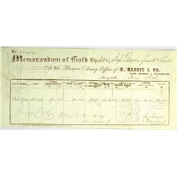 Marysville,CA - Yuba County - May 14, 1860 - Harris, H.  & Co. Pioneer Assay Office, Memorandum of G
