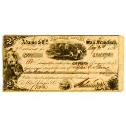 San Francisco,CA - 1852 - Adams & Co. Second of Exchange :