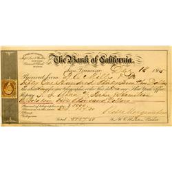 San Francisco,CA - Dec. 18, 1865 - Bank of California, Telegraph Wire Transfer :