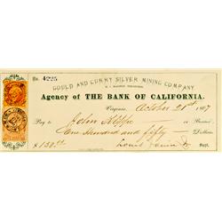 Virginia City,NV - Storey County - 1867 - Bank of California. Gould and Curry Silver Mining Company