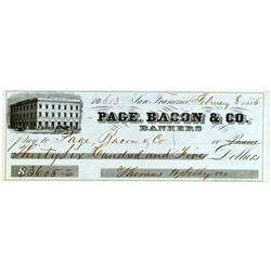 San Francisco,CA - 1855 - Page, Bacon & Co. Check :