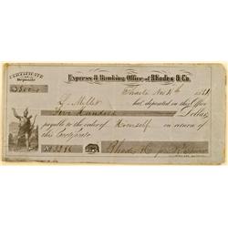 Shasta,CA - Nov. 4, 1854 - Rhodes & Company Check :
