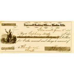 Weaverville,CA - Trinity County - June 11, 1855 - Rhodes & Company Express & Banking Office Check :