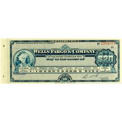 San Francisco,CA - c1910-20 but unknown - Wells Fargo & Co. Bank Check :