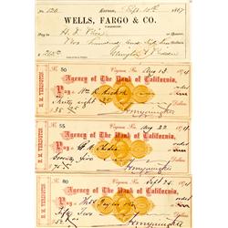 Virginia City,NV - Storey County - 1867-1874 - Yerington Personal Bank Checks :