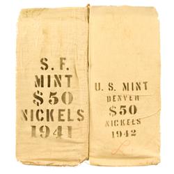 1941-1942 - Bank Bags: US Mint War Nickel Bags :