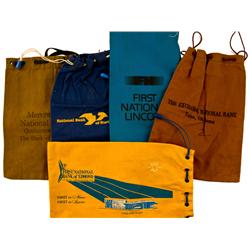 c1960-1990 - Bank Bags: National Bank Bag Collection with Tie Strings :