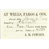 Image 1 : Forest Hill,CA - 1878 - Wells Fargo & Co. Gold Dust Purchase Card :