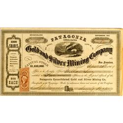 Inyo County,CA - April 21, 1864 - Patagonia Consolidated Gold and Silver Mining Company Stock :