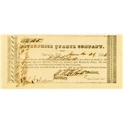 Nevada City,CA - November 21, 1851 - Enterprise Quartz Company Stock :