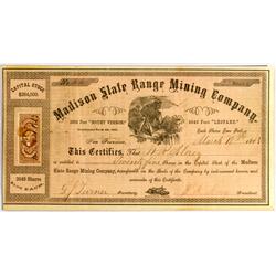 San Bernardino County,CA - March 18, 1863 - Madison Slate Range Mining Company Stock :