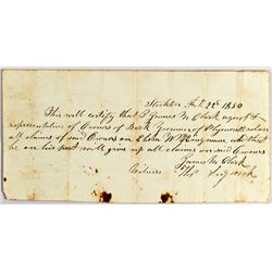 Stockton,CA - 1850 - Pilgrim Mining Company 49'ers Document :