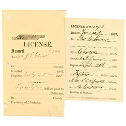 Fort Benton,MT - Chouteau County - Glick and Powers Licenses *Territorial* :