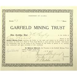 AK - March 31, 1908 - Garfield Mining Trust Stock Certificate :