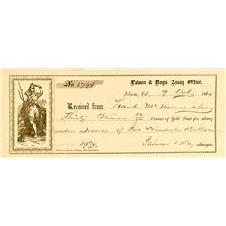 Folsom,CA - Sacramento County - October 9, 1860 - Palmer & Day's Assay Office Receipt :