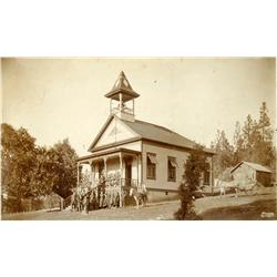 Pine Grove,CA - Amador County - c1890 - Schoolhouse and Children Pose Photograph :