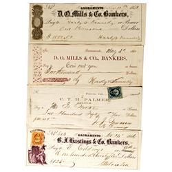 Sacramento,CA - 1859-1866 - Sacramento Banking House Checks (4) :