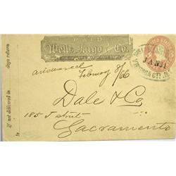 Sacramento,CA - 1866 - Virginia City Nevada Territory Wells Fargo Express Cover :