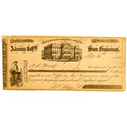 San Francisco,CA - 1854 - Adams & Co. Express and Banking Office Original Exchange :