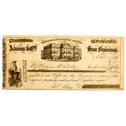 San Francisco,CA - 1854 - Adams & Co. Express and Banking Office Original Exchange :