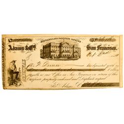 San Francisco,CA - 1854 - Adams & Co. Express and Banking Office Original Exchange :