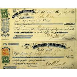 San Francisco,CA - 1867-1871 - Bank of California Checks :