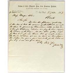 San Francisco,CA - 1867 - Gold Rush Shipping Line Letter :