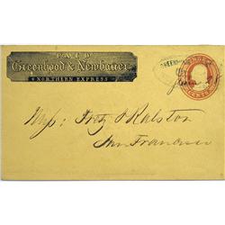 San Francisco,CA - 1860 - Greenhood & Newbauer Rare Express Cover :