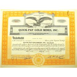 CO - Quick-Pay Gold Mines, Inc. Stock Certificate :