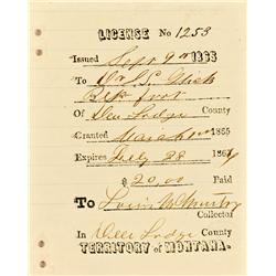 MT - September 9, 1865 - Jerome S. Glick License *Territorial* :