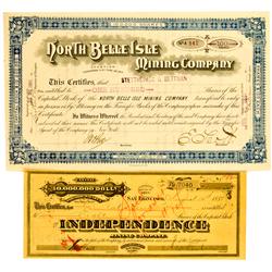 Tuscarora,NV - Tuscarora Dist. Mining Stock Certificates (2) :