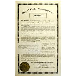 Velma,NV - Nye County - June 26, 1907 - Mineral Lands Improvement Co. Contract :
