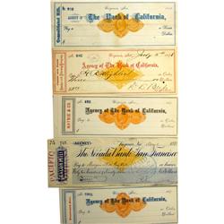 Virginia City,NV - Storey County - 1875 - Bank of California Checks (Lot A) :