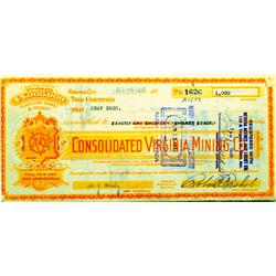 Virginia City,NV - Storey County - 1935-1939 - Consolidated Virginia Mining Co. Stock Certificates,