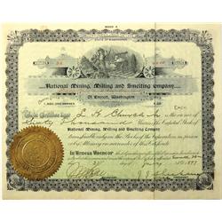 Everett,WA - Snohomish County - 1897 - National Mining and Milling Company Stock Certificate :