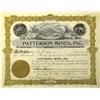 Spokane,WA - Spokane County - 1936 - Patterson Mines Inc. Stock Certificate :