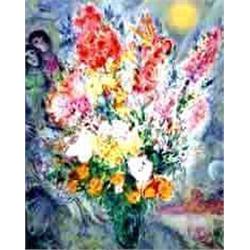 Marc Chagall "Original Bouquet" Plate signed and numbered Ltd. Edition offset lithograph with coa.