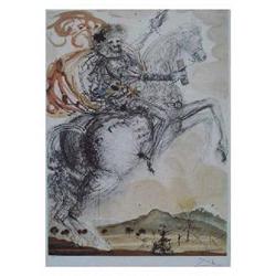 Dali "Don Quixote" Plate Signed & Numbered Lithograph, 33.5"x23"