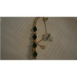 10 Carat Emerald & Diamond 14K Gold Bracelet, 14 Grams