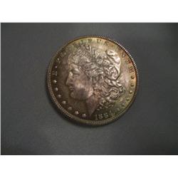 1884 Brilliant Uncirculated Morgan Silver Dollar with Beautiful Rainbow Toning!