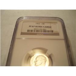 1963 Graded Silver Roosevelt Proof Dime PF 67