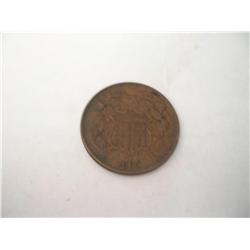 1865 Two Cent Piece - XF/AU